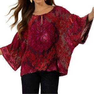 Hale Bob Briar Silk Fuchsia and Scarlet Blouse